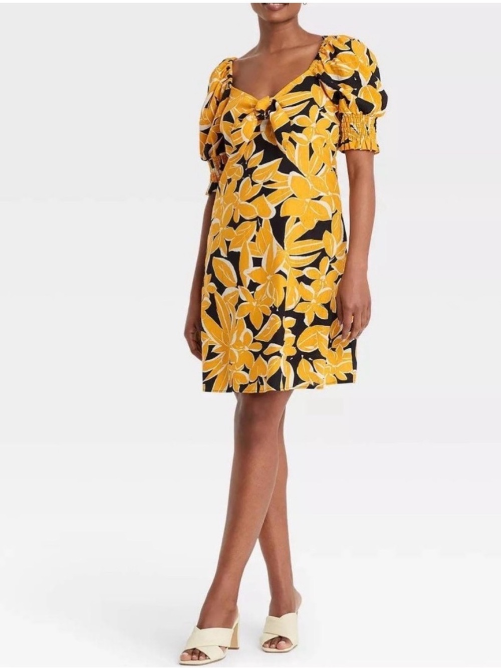 Who What Wear Resort Floral Linen-Blend Dress